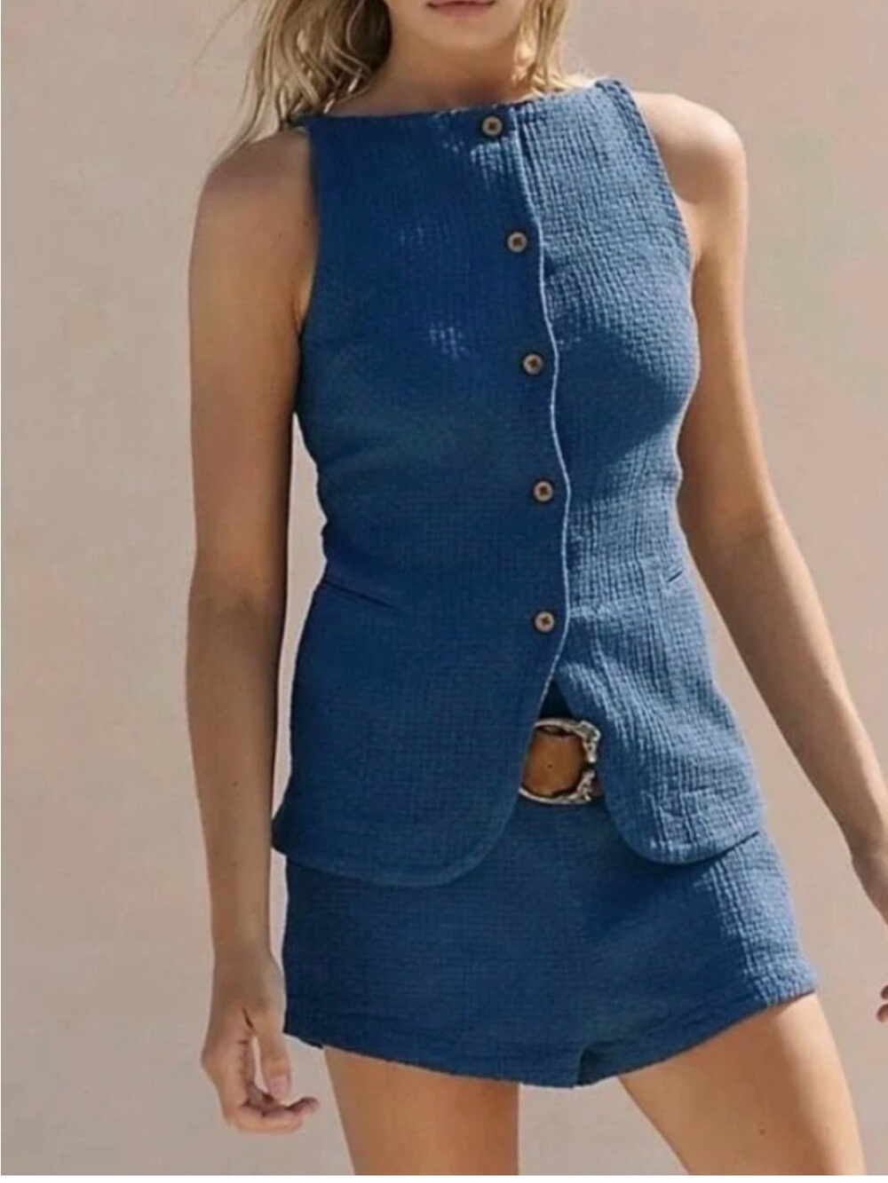 The Free People Coastal Classy Set in blue, size small, NWOT